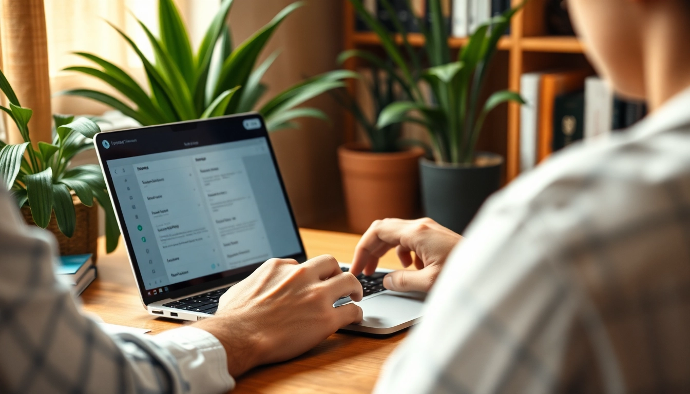 Enhance language skills with Youdao translation app on a sleek laptop amidst study materials.