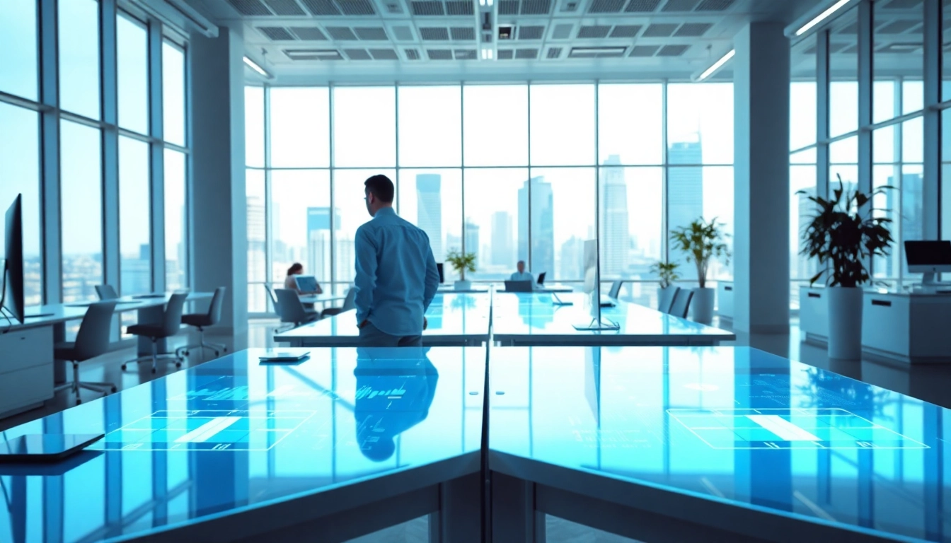 Brightet technology transforming a modern workspace into a vibrant environment.