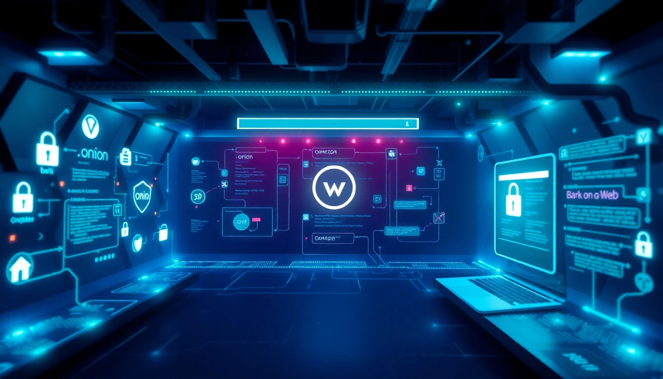 Explore the hidden wiki with a captivating digital underground scene, featuring .onion services.