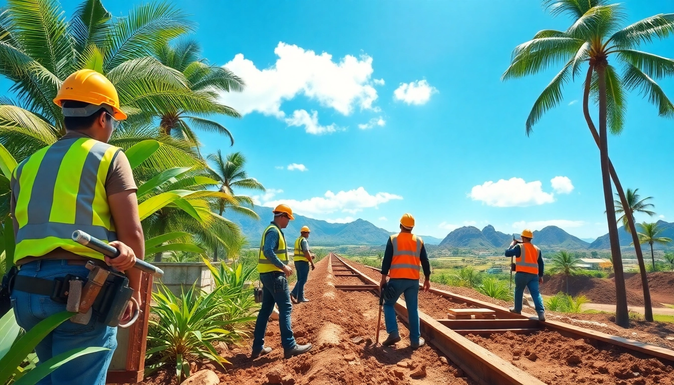 Hawaii construction news highlights workers actively building new projects on-site.