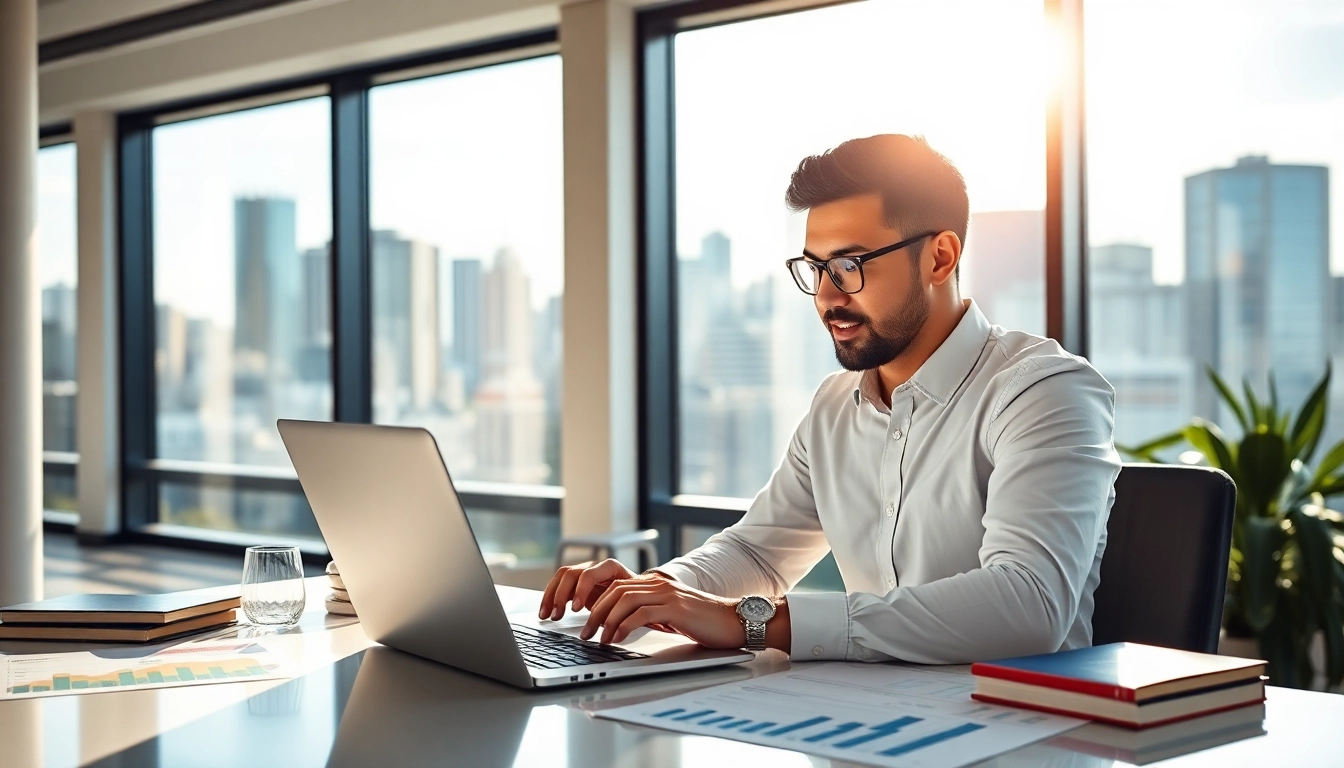 Auckland SEO specialist analyzing data in a bright office environment.