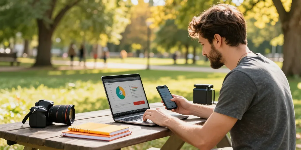 Echte YouTube-Abonnenten kaufen: Kreativer Content Creator im Park