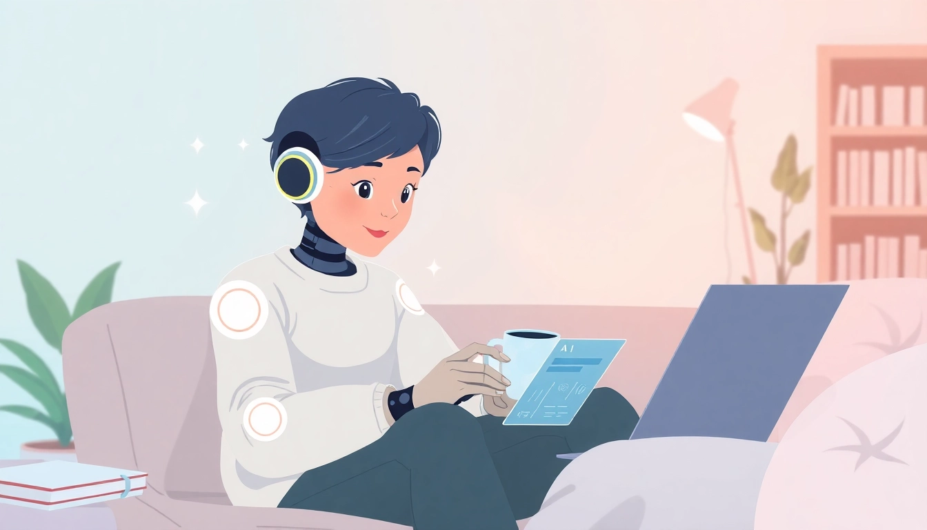 Engaging interaction with a crush on AI companion in a cozy digital setting