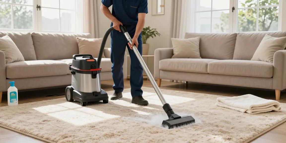Carpet cleaning near me by a professional technician in a cozy living room environment.