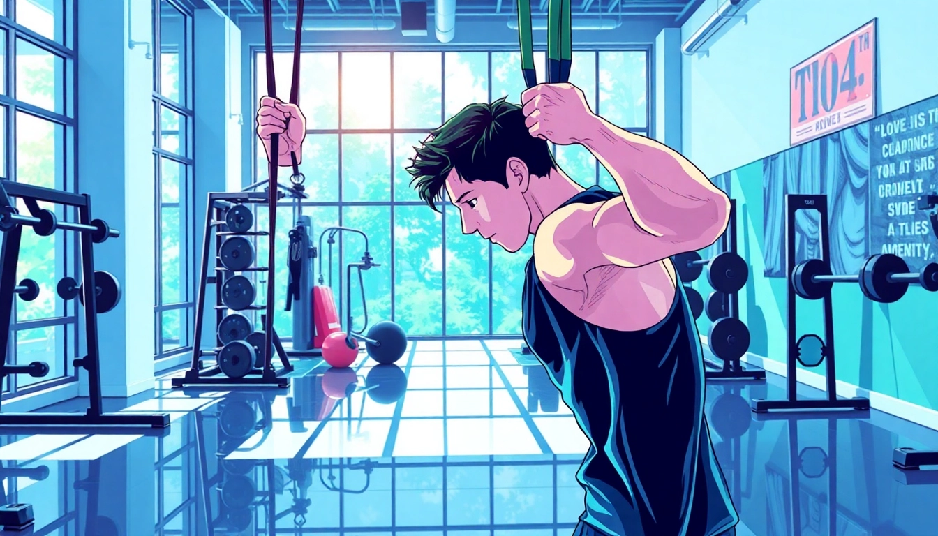 Fitness enthusiast using assisted pull-up bands for strength training.