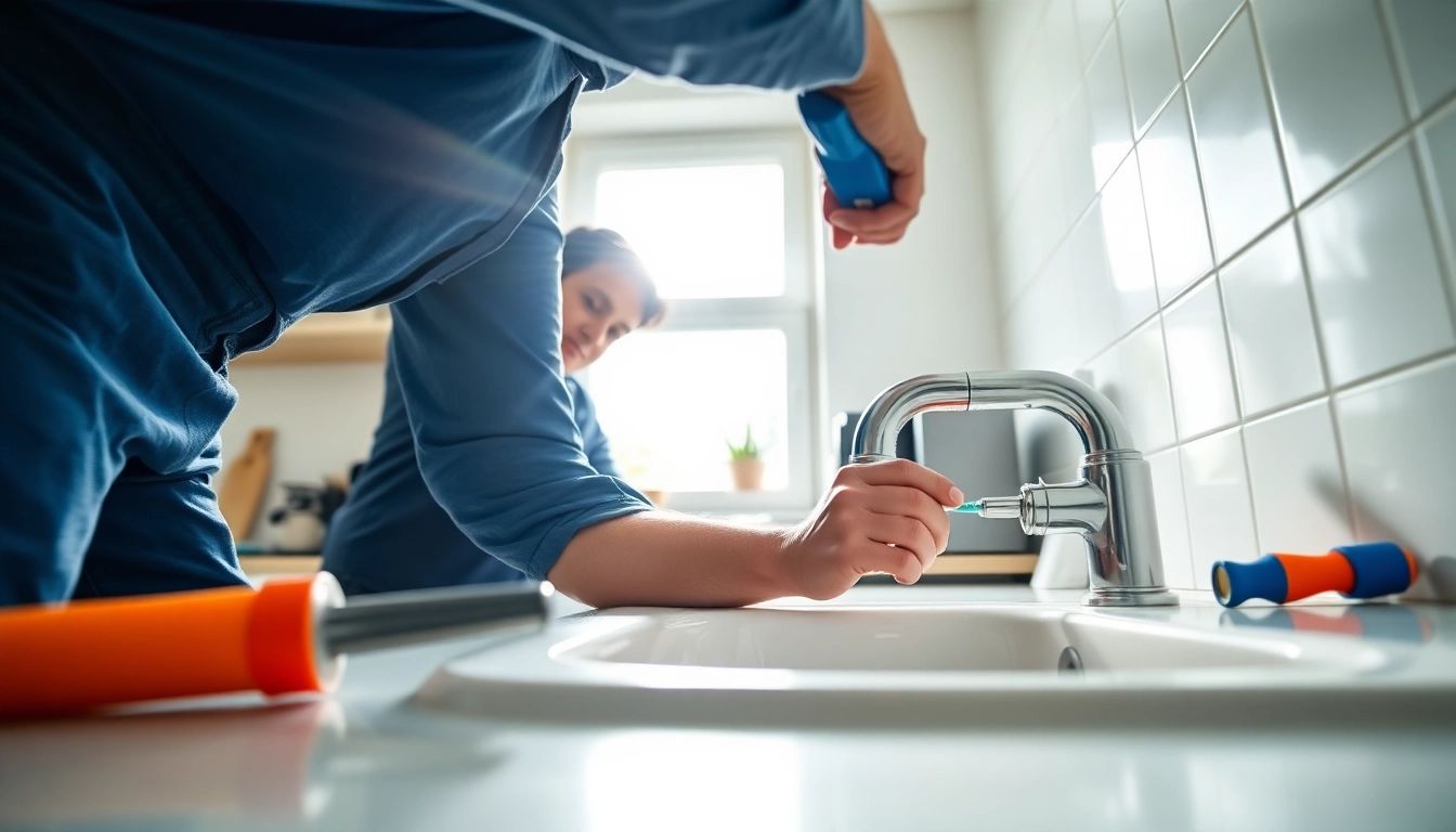 View of an expert at https://speedyservicestoday.com.au repairing a leaking sink in a modern kitchen.