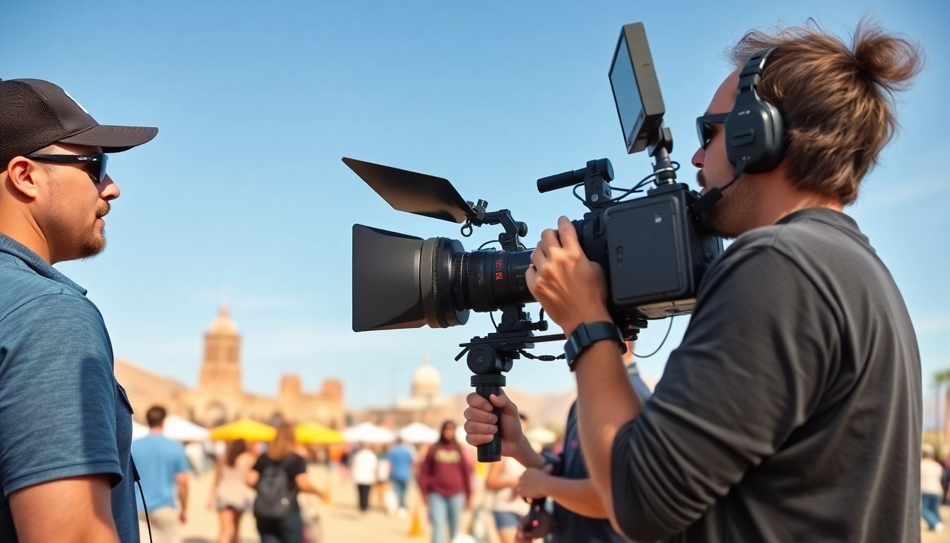 Video Production Phoenix team filming an event outdoors with professional gear in the heart of Arizona.