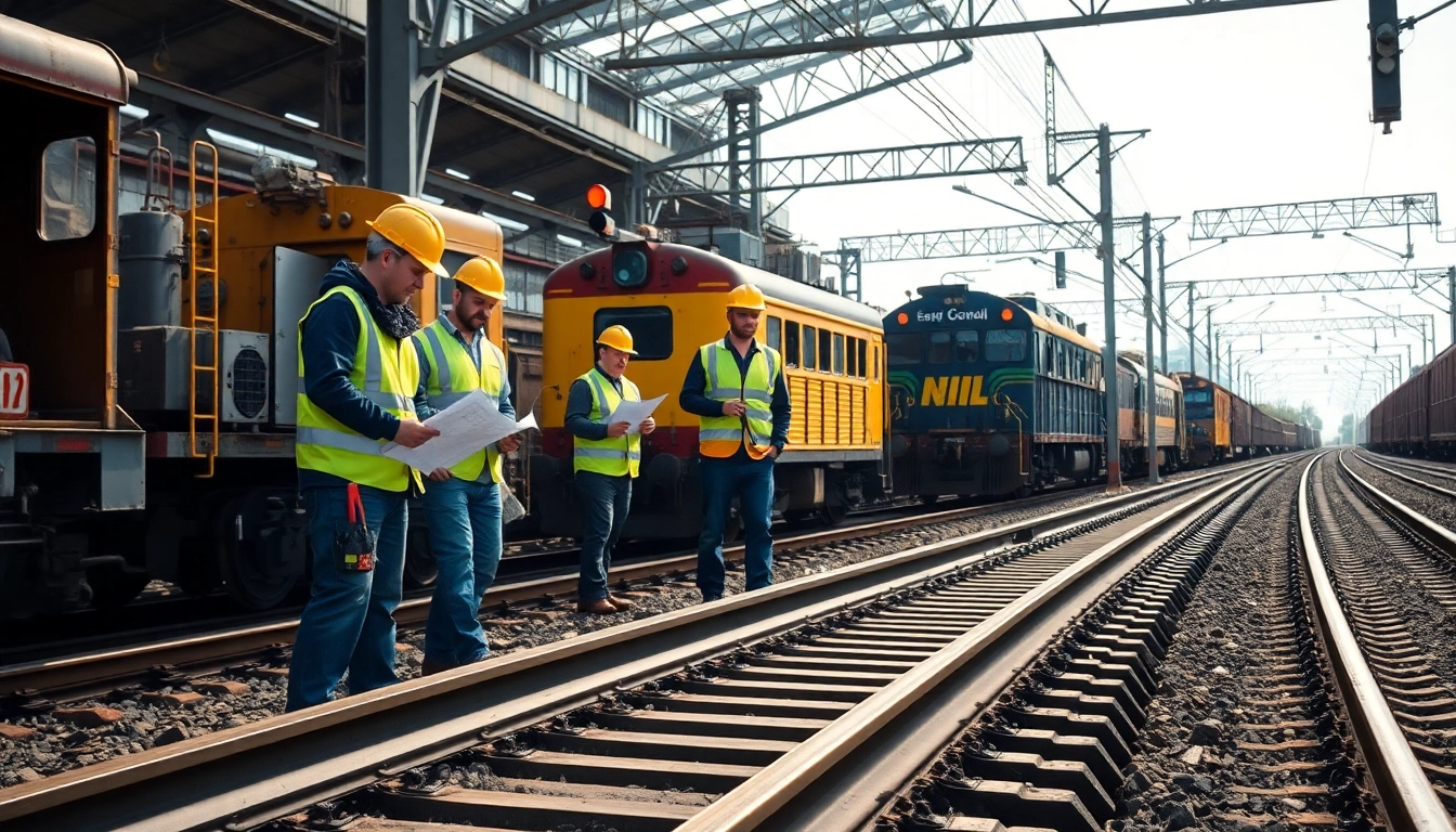 Railroad contractors near me monitoring track work with precision and professionalism.