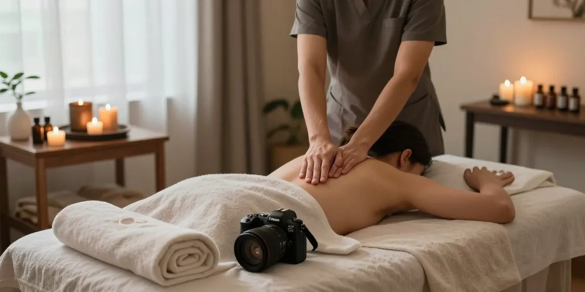 둔산동마사지에서 편안한 분위기 속에 고객을 위한 마사지가 진행되는 모습