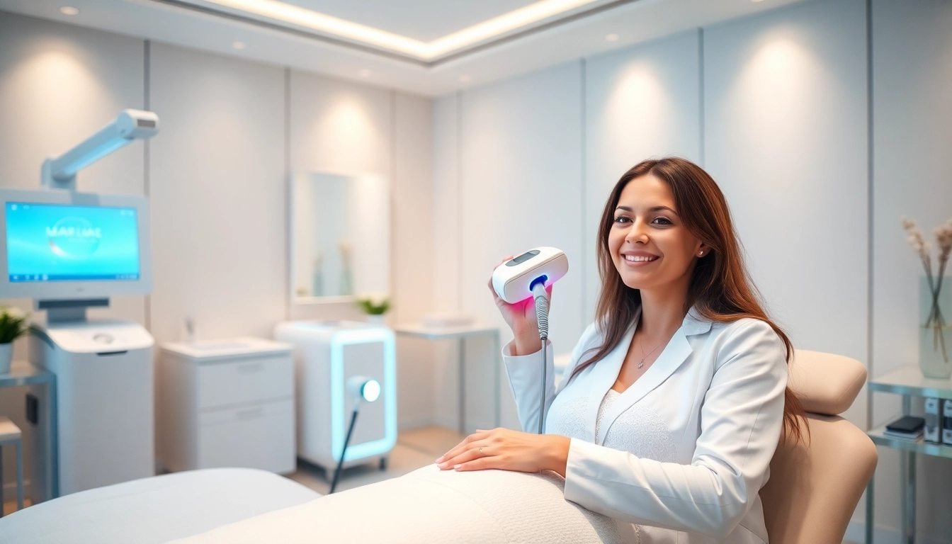 Epilare definitiva treatment session in a modern beauty salon.