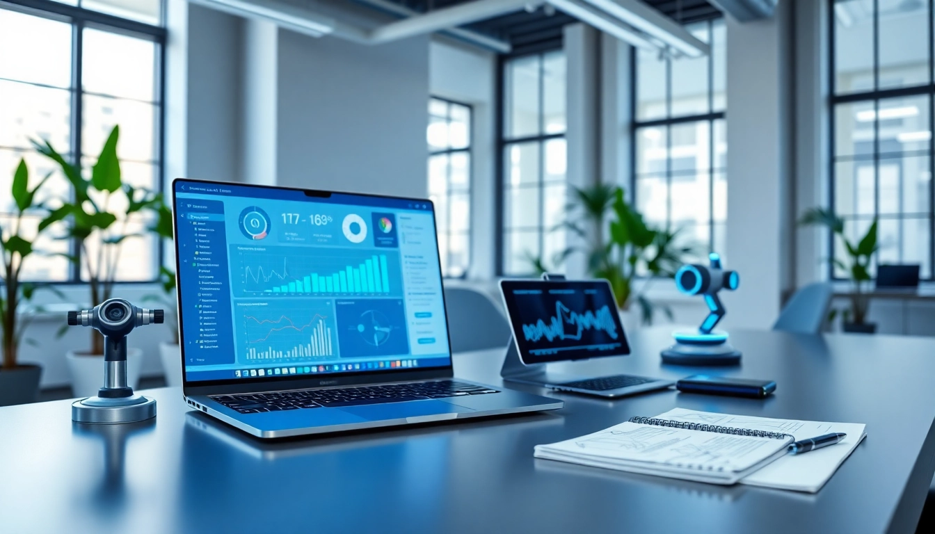 Showcase of innovative ai tools in a professional workspace setting.