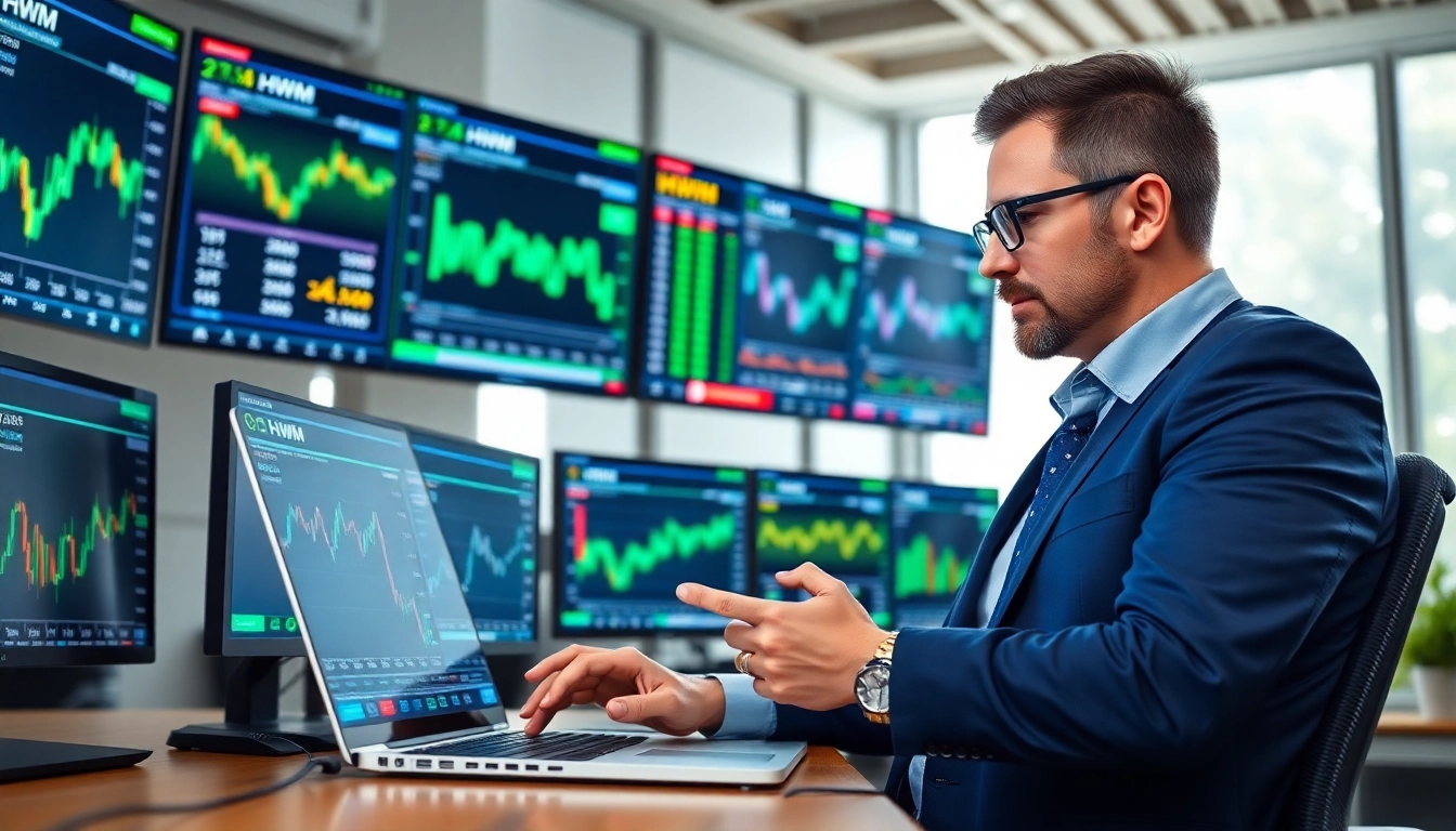 Monitoring HWM stock price trends in a contemporary office environment with analytical tools.