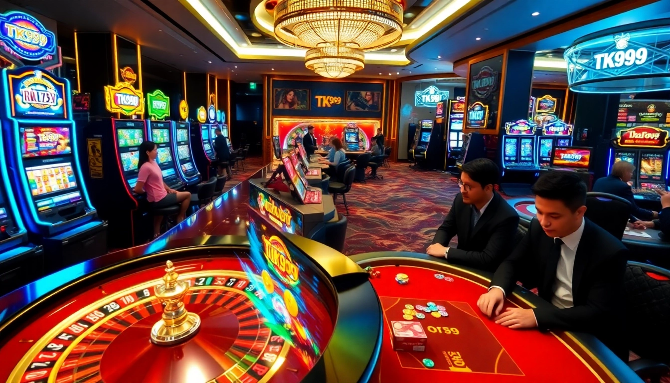Players enjoy a thrilling gaming experience at TK999's luxurious casino.