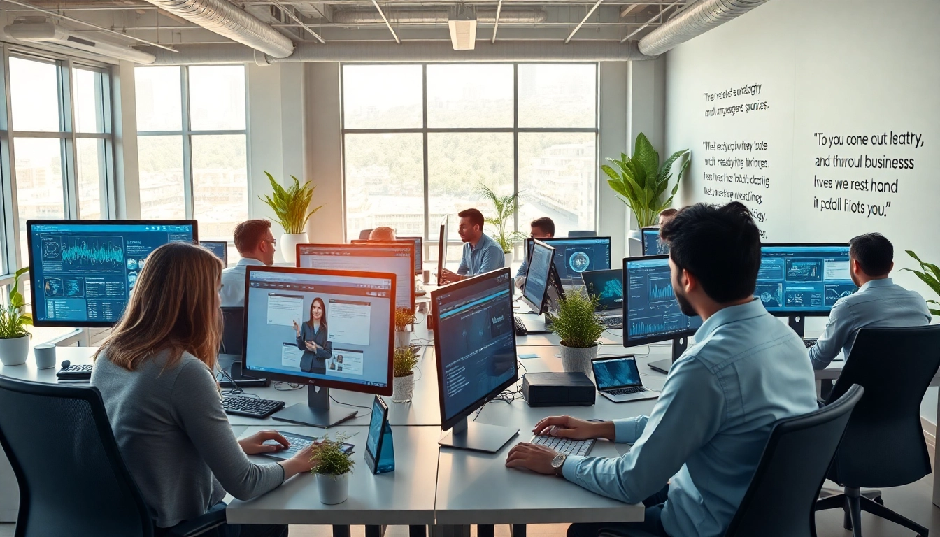 Team collaborating in a modern office reflecting HERO Managed Services' innovative IT solutions.