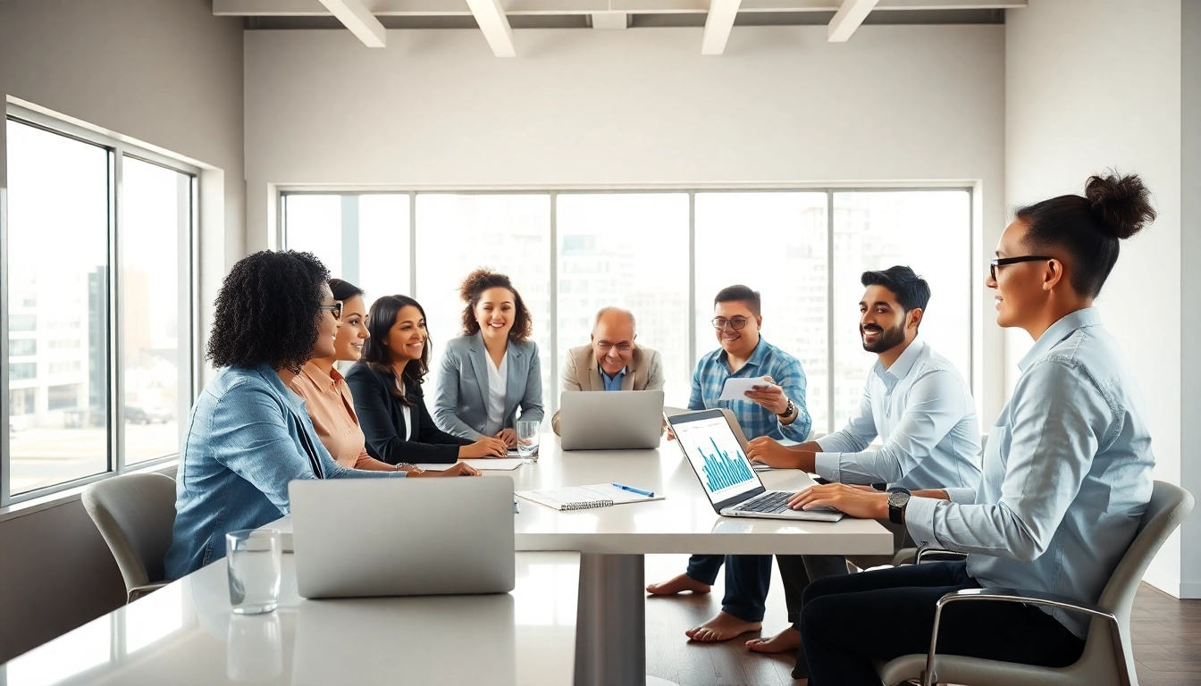 Collaborative professionals discussing Bid-No-Bid Analysis in a modern meeting room.