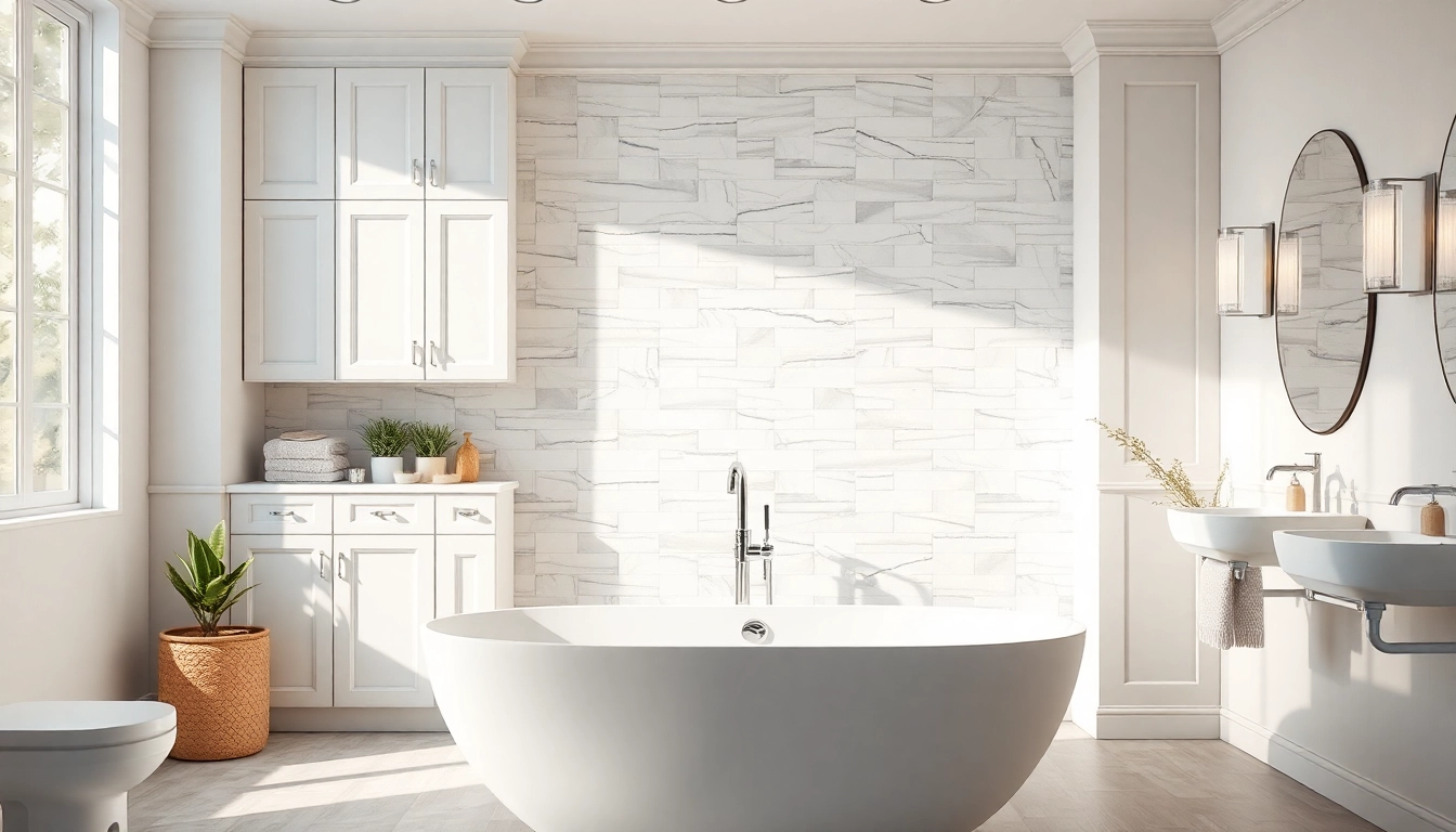 Visualize bath reconstruction showcasing modern bathroom design with elegant features and calming tones.