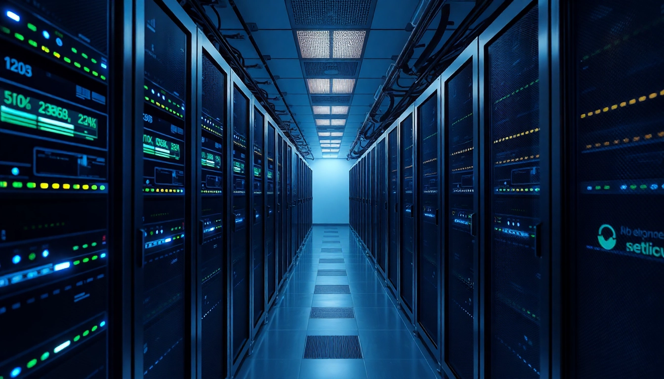 Unmanaged dedicated server setup in a high-tech data center, showcasing advanced infrastructure.