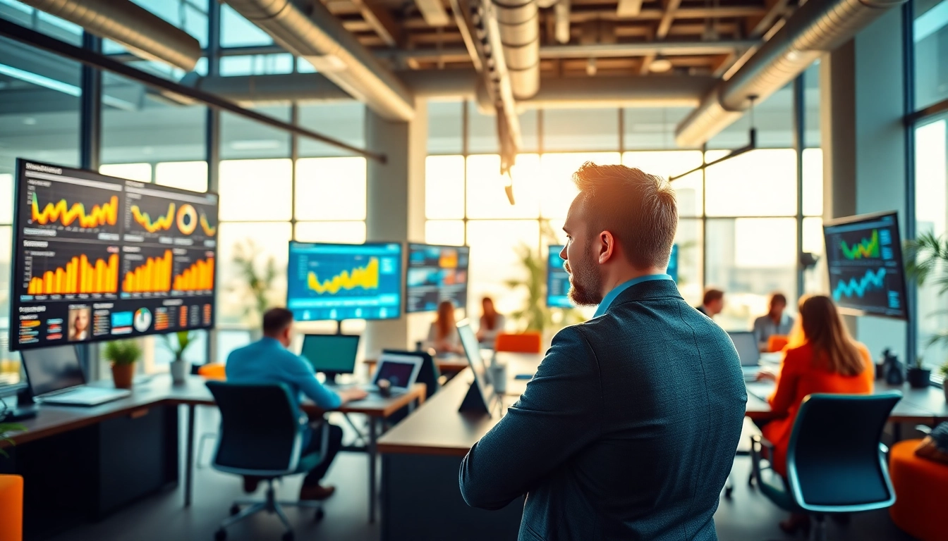 Showcasing social media marketing edmonton with a professional team in a modern office space.