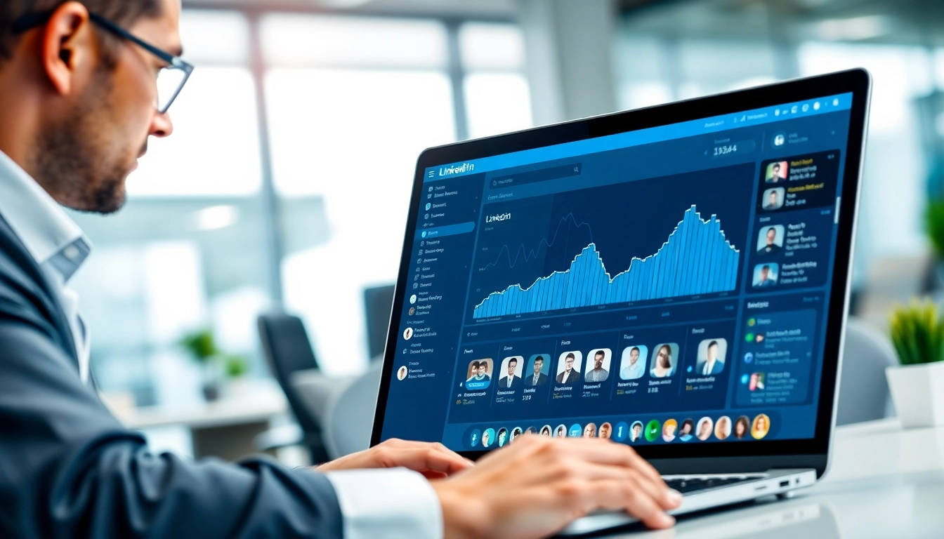 Utilize a linkedin search scraper as a businessperson extracts vital LinkedIn data in a modern office.