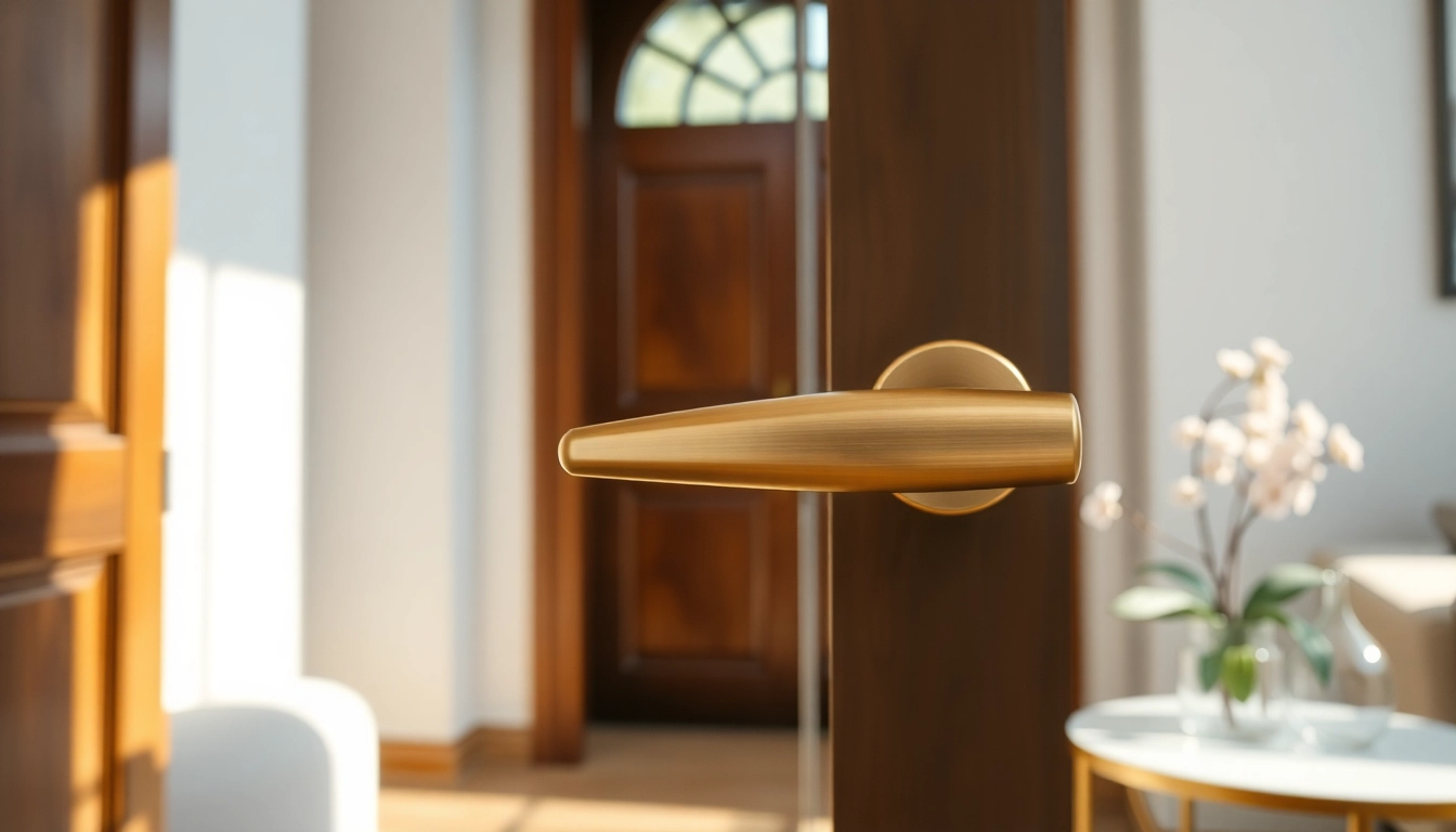 Showcasing a sleek door handle prominently in a modern setting with stylish features.