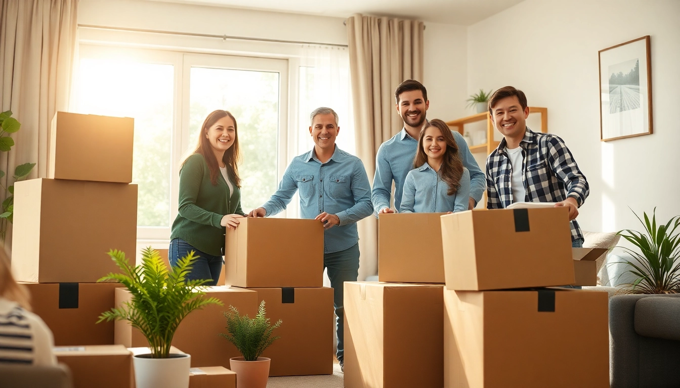 Revolution Relocation workers expertly packing a family's belongings in a bright living room.