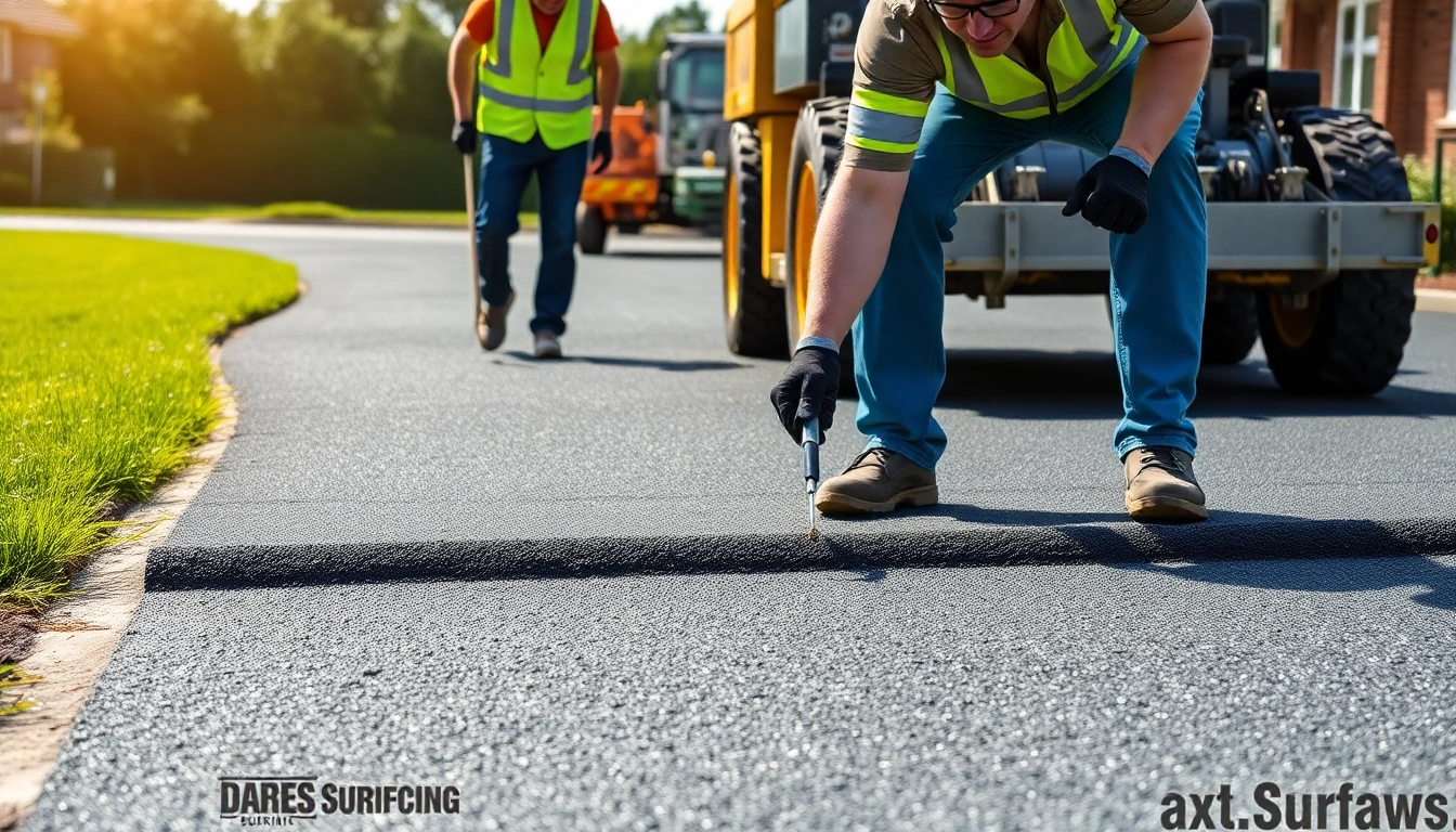 Dares Surfacing workers installing high-quality asphalt for driveways.