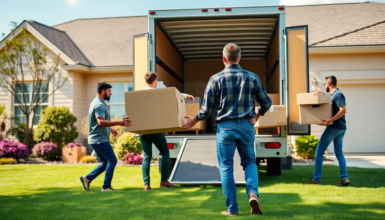 Efficient team providing wellen moving services, loading furniture into a truck at a sunny home.