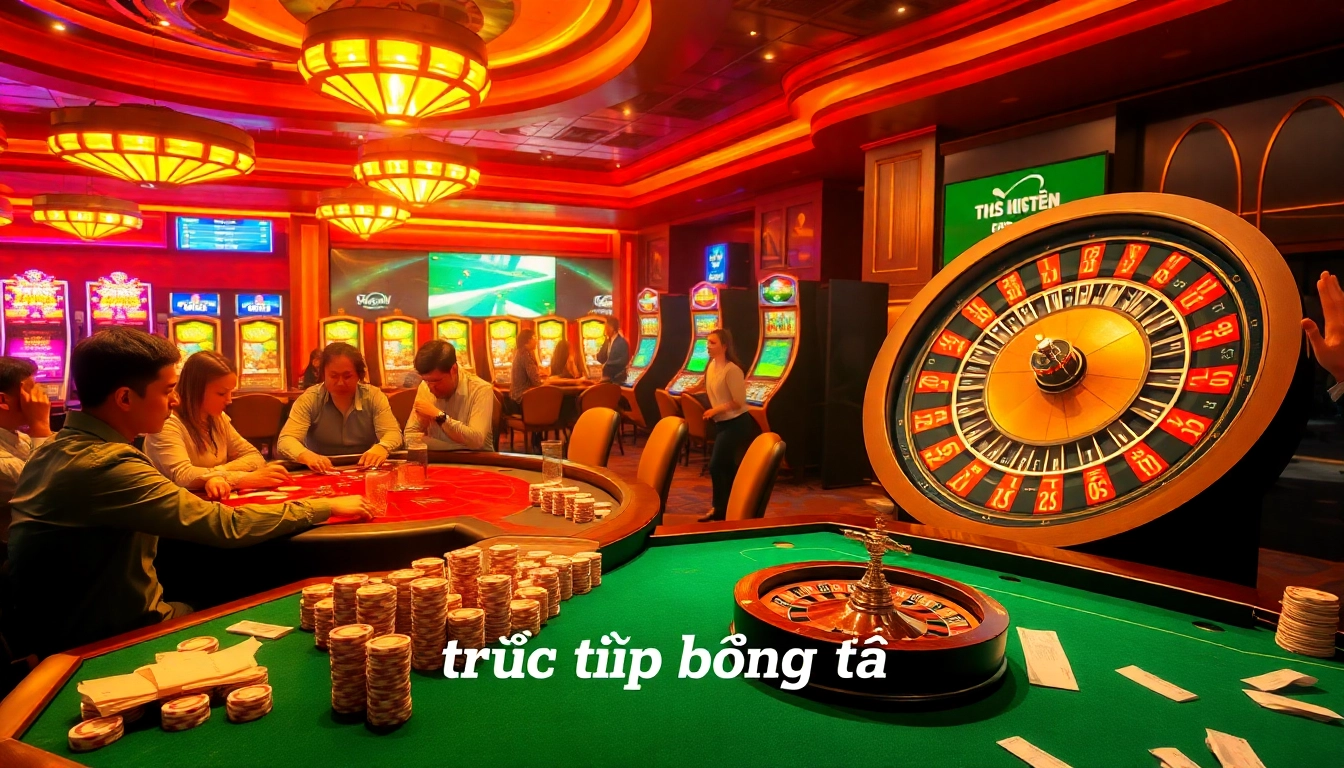 Experience the thrill of trực tiếp bóng đá with players at the poker table in a dynamic casino setting.