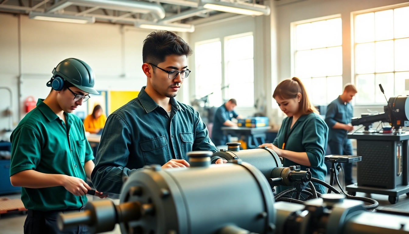 Students actively participating in training programs at trade schools in southern California, showcasing hands-on learning experiences.
