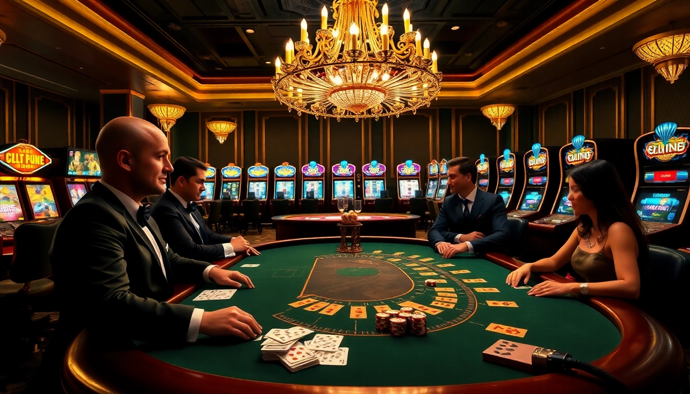 Experience thrilling moments at lc88app.com with an elegant casino table and vibrant gambling elements.