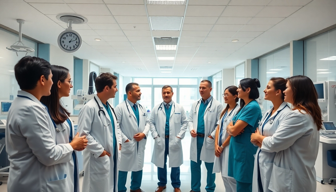 Les professionnels de la santé à cliniquedusoufflelepontet.fr collaborant dans un environnement médical moderne.