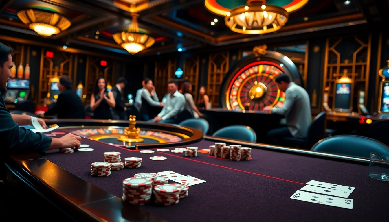 Experience the excitement of LC88 with high-quality poker chips and a spinning roulette wheel.