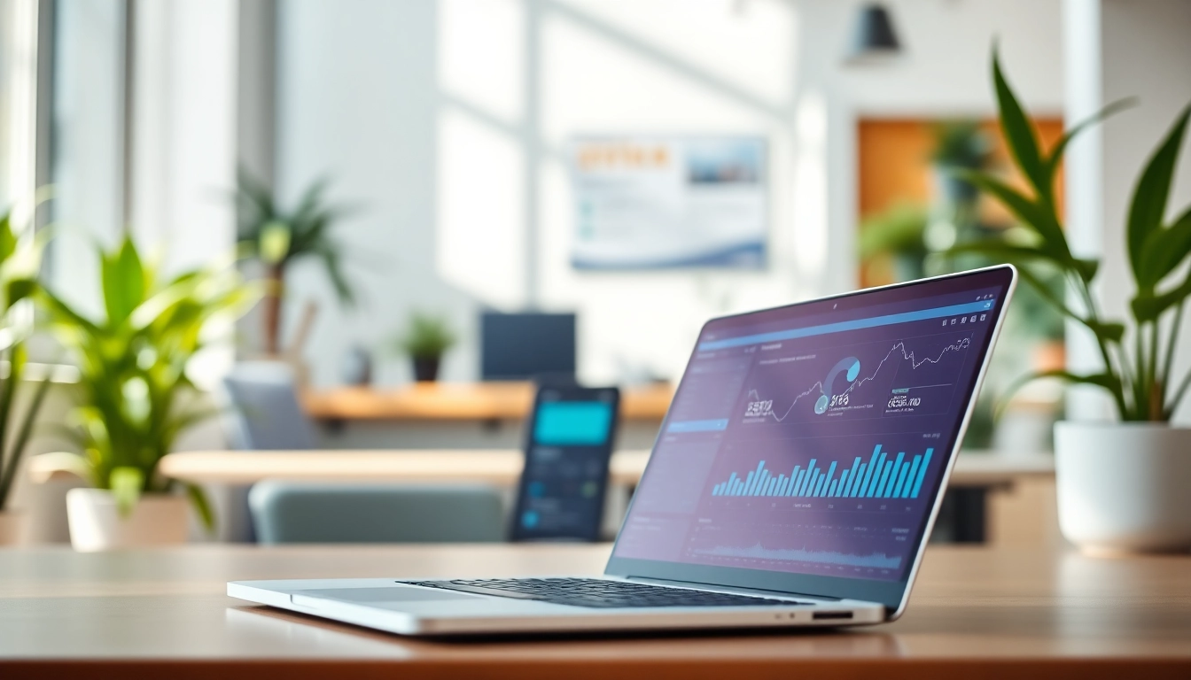 Showcase of various ai tools in a modern office environment highlighting productivity and innovation.