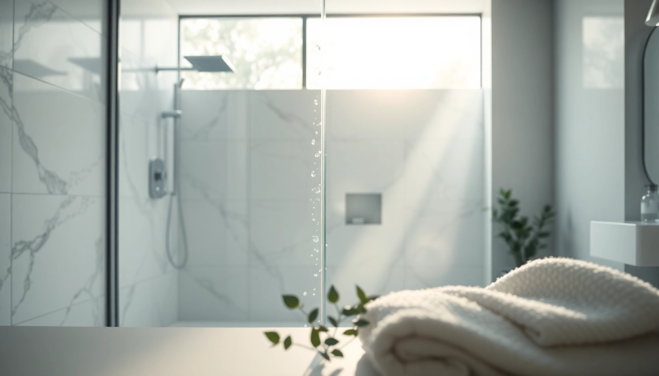 View of a paroi de douche sirhona en verre dans une salle de bain moderne, mettant en valeur son élégance.