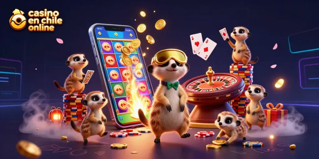 Juega en casinos online en Chile con divertidos personajes en un entorno animado lleno de acción.