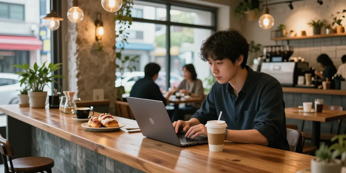 강남쩜오에서 편안하게 시간을 보내는 카페 분위기 모습