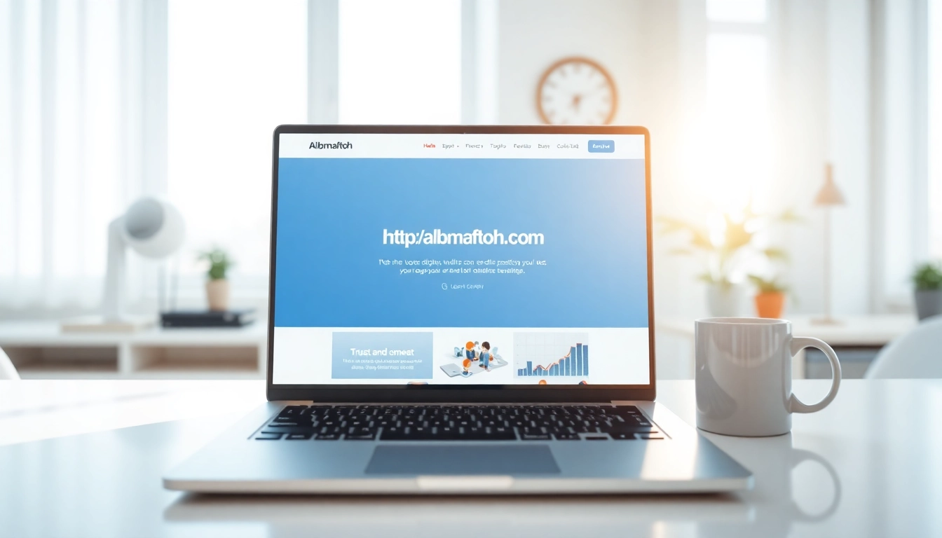 View a professional website design of https://albmaftoh.com on a sleek laptop in a bright workspace.