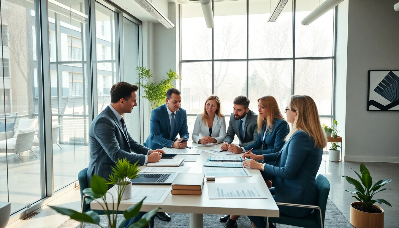 Advisors at Legacy Bridge Wealth discussing wealth planning strategies in a modern office.