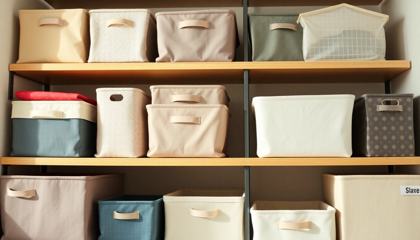 Organized storage box collection displayed in a cozy setting, showcasing diversity in design.