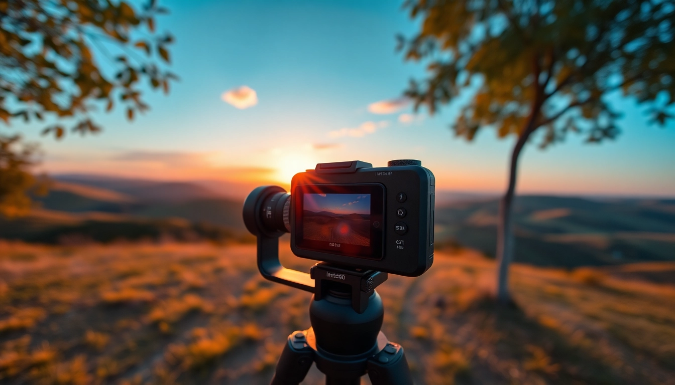 Capture stunning scenes with an Insta360 camera in a vibrant outdoor setting.