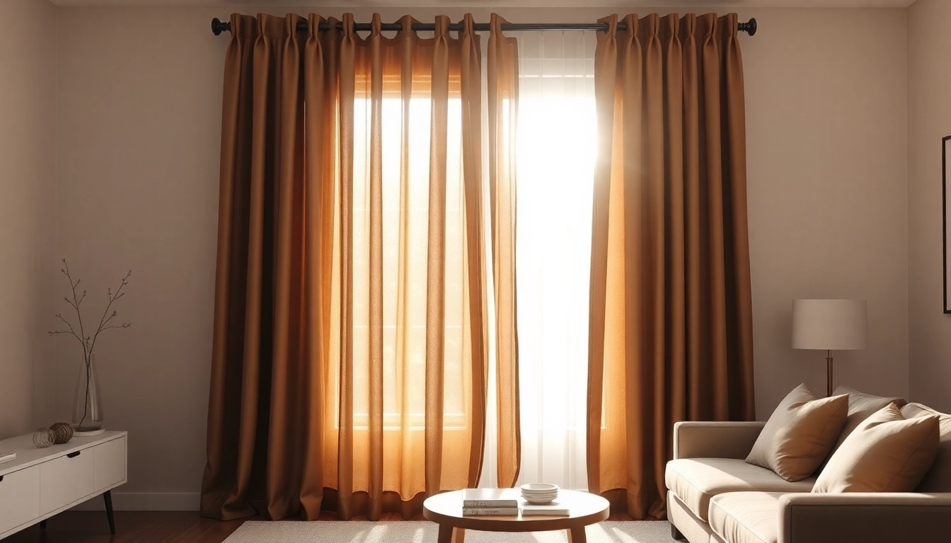Verduisterende gordijnen met zachte textuur in een moderne woonkamer.