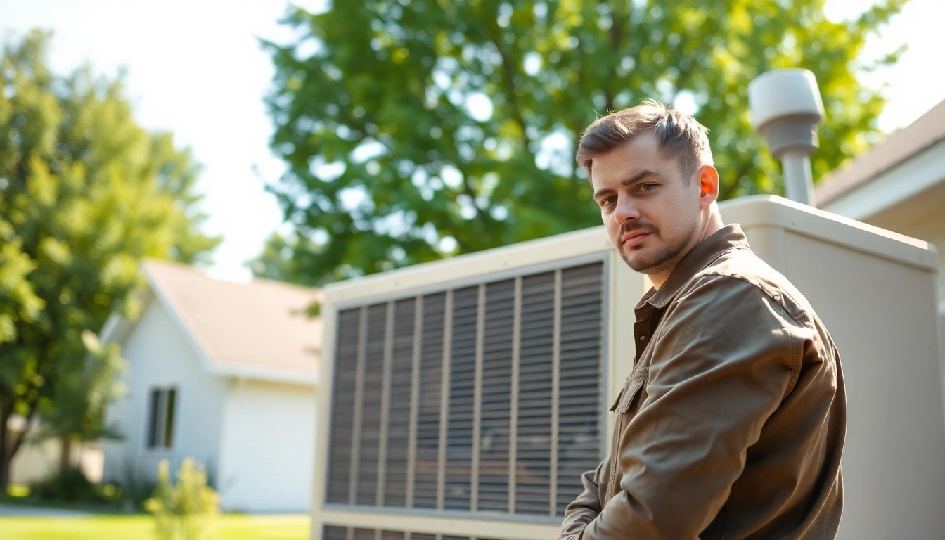 Technician performing heat pump maintenance in Minnesota home.