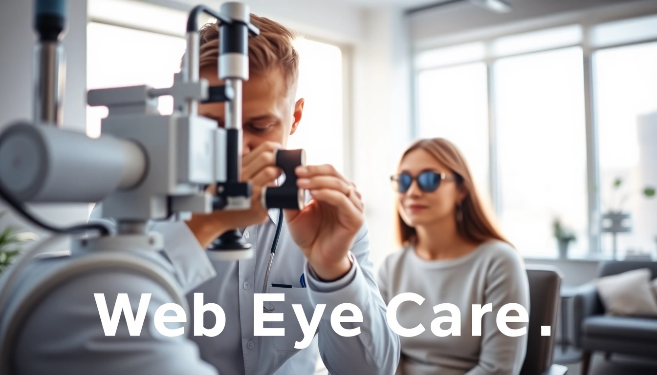 Enhancing vision through professional web eye care examination in a bright clinic.