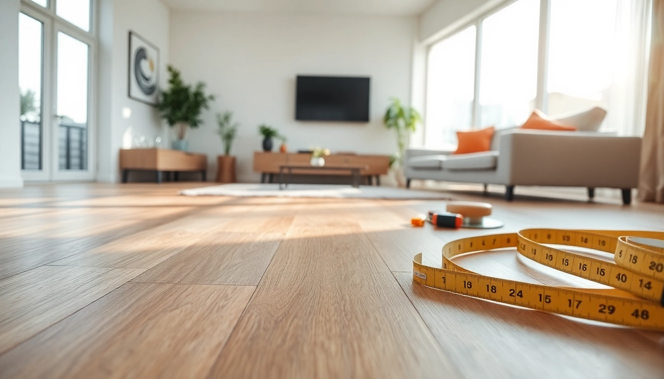 View showcasing vinyl flooring installation in a modern living room with natural light.