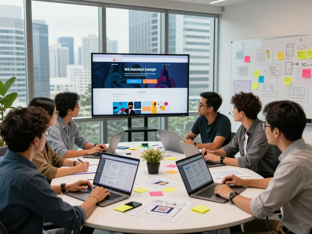 Freelance web design team showcasing effective seo services malaysia during a collaborative meeting in Kuala Lumpur.