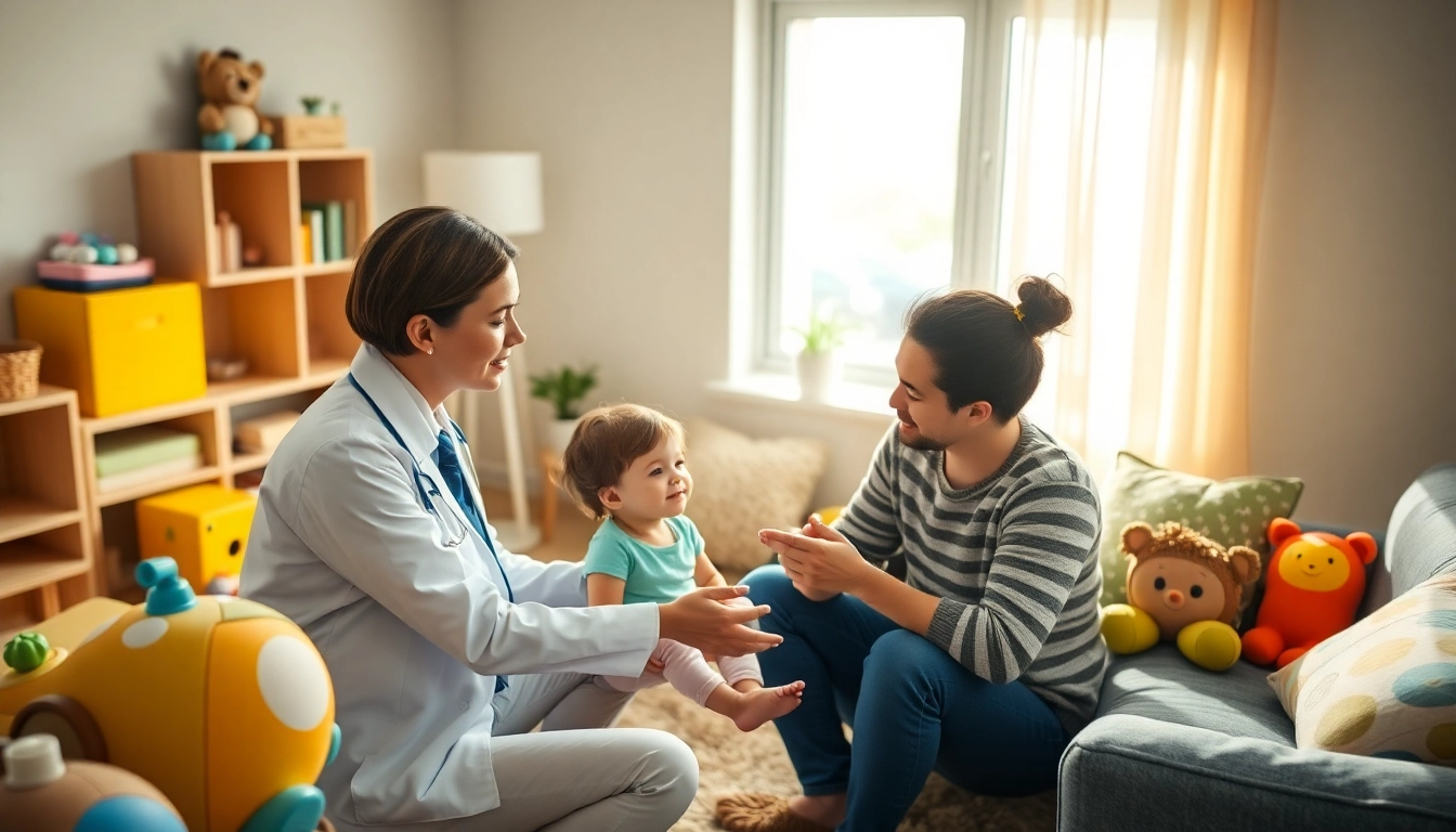 Engaging therapy scene highlighting https://www.kiddsaba.com, featuring a child with a professional psychologist in a warm setting.