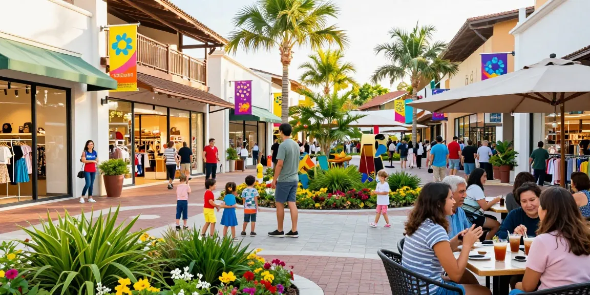 Families enjoying shopping and leisure at https://www.goldhillplaza.com amidst a vibrant outdoor setting.