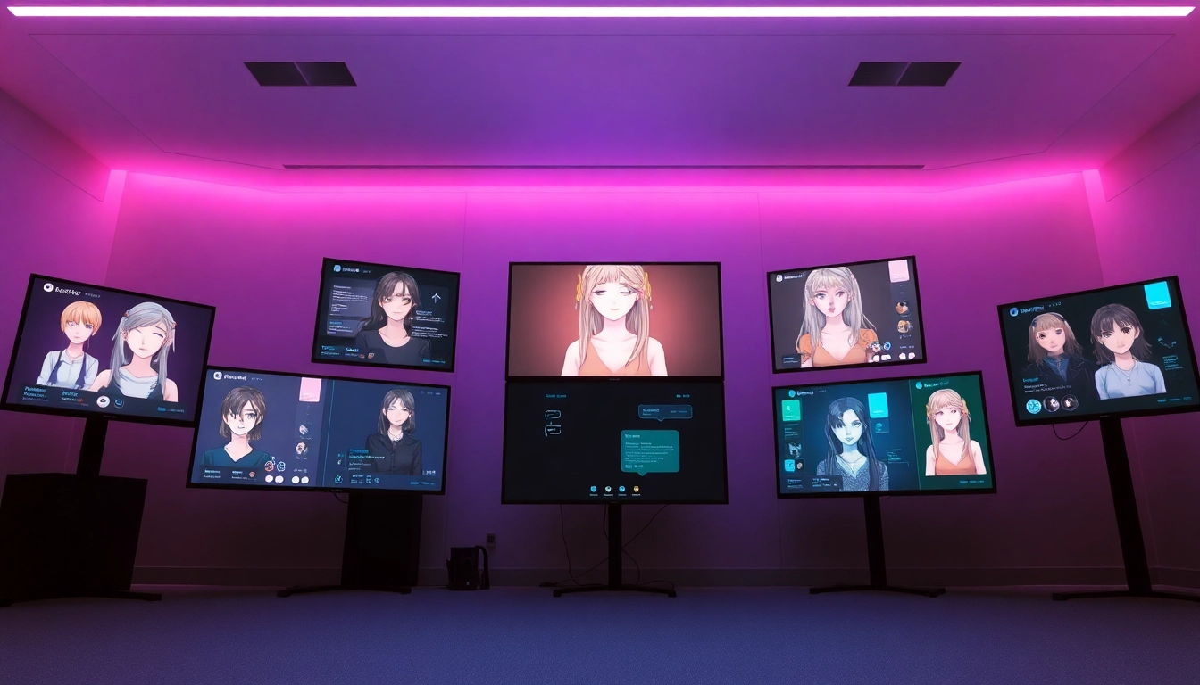 Engaging NSFW AI chat interfaces showcasing digital companionship in an inviting, high-tech environment.