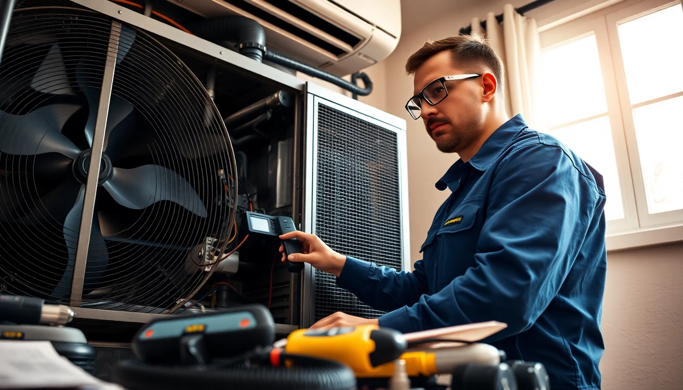 HVAC Repair Tampa services performed by a technician on an air conditioning unit.