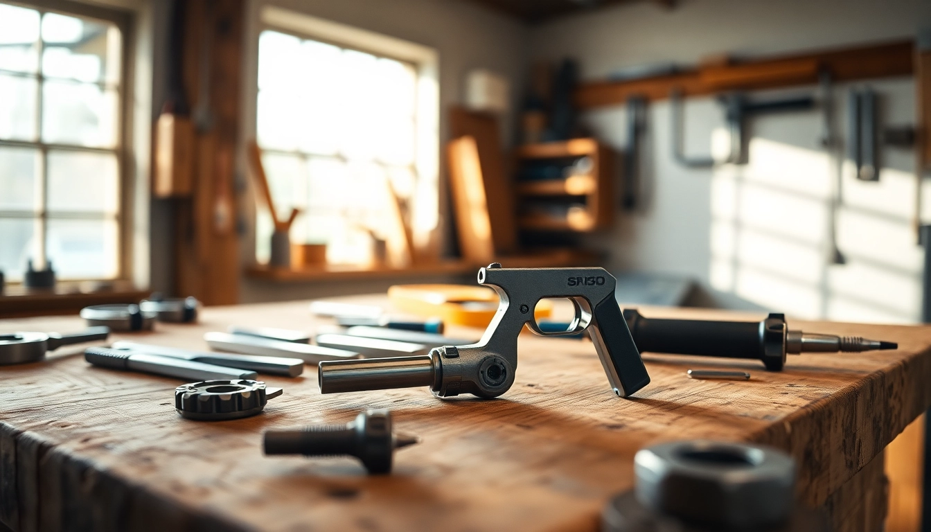 A detailed view of a 3 position forced reset trigger showcasing its metallic features and craftsmanship.